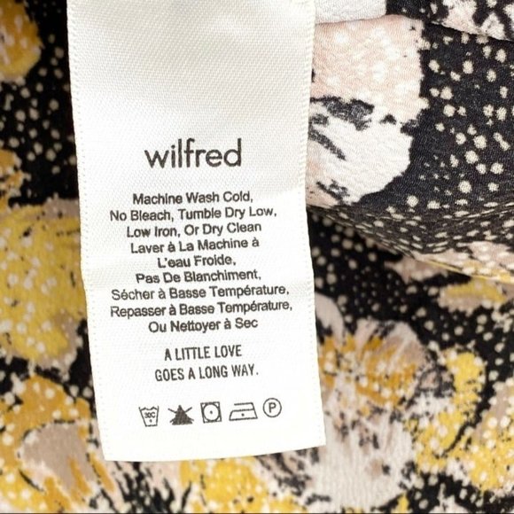 Aritzia Wilfred Yellow & Black Floral Ruffle Off Shoulder Blouse Textured Sz XXS - Picture 7 of 9